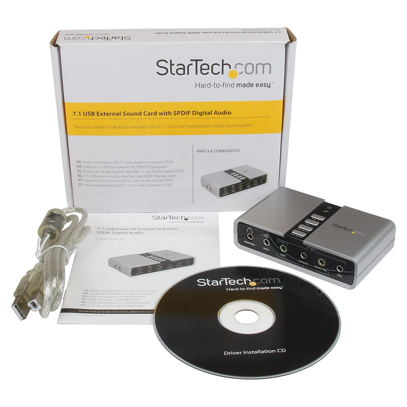 StarTech ICUSBAUDIO7D 7.1 USB Audio Adapter External Sound Card with SPDIF Digital Audio